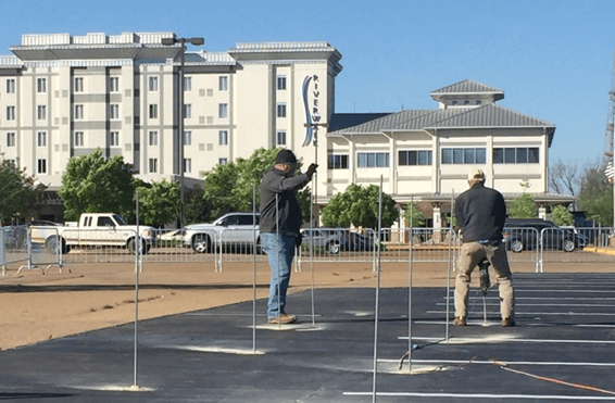 Helms Polyfoam repairing concrete parking lots, sidewalks and walkways
