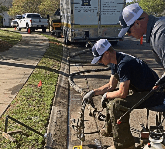 helms polyfoam contractors lifting using calibrated equipment to lift and level concrete slab